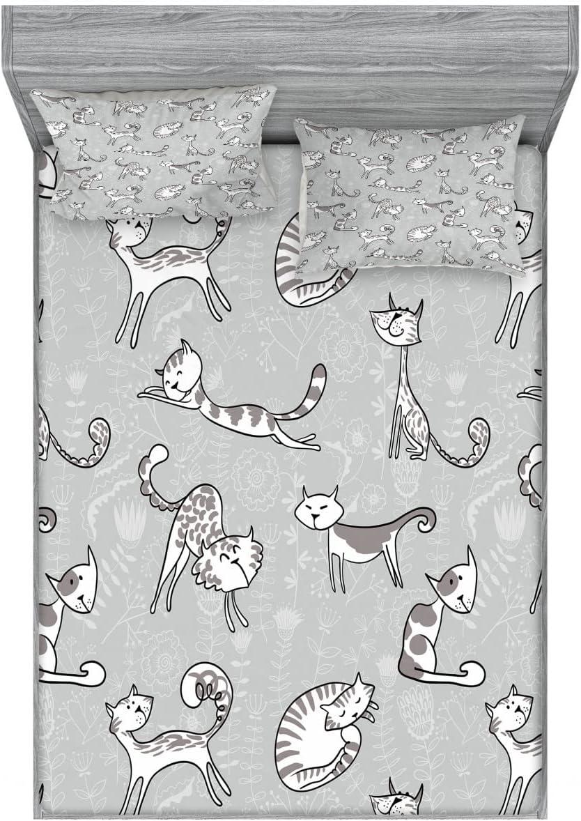 imageAmbesonne Fox Fitted Sheet amp Pillow Sham Set Fox in The Winter Forest Abstract Cartoon Trees and Nature Animal Pattern Decorative Printed 2 Piece Bedding Decor Set Twin Pale Sage Green OrangePale Grey