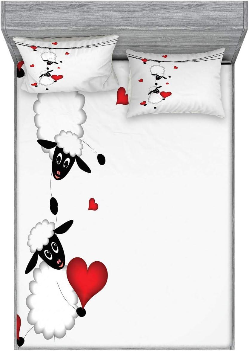imageAmbesonne Fox Fitted Sheet amp Pillow Sham Set Fox in The Winter Forest Abstract Cartoon Trees and Nature Animal Pattern Decorative Printed 2 Piece Bedding Decor Set Twin Pale Sage Green OrangeRed White Black