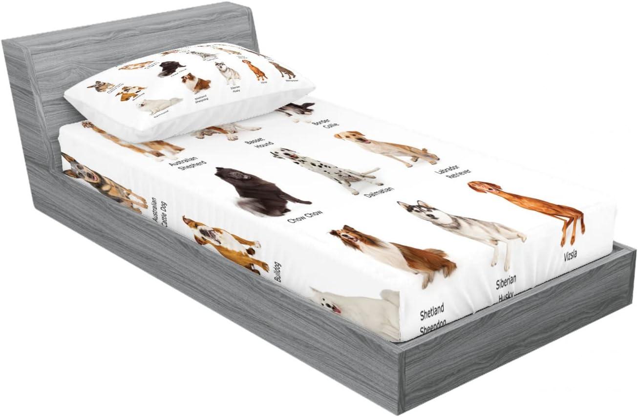 imageAmbesonne Fox Fitted Sheet amp Pillow Sham Set Fox in The Winter Forest Abstract Cartoon Trees and Nature Animal Pattern Decorative Printed 2 Piece Bedding Decor Set Twin Pale Sage Green OrangeWhite Brown and Grey