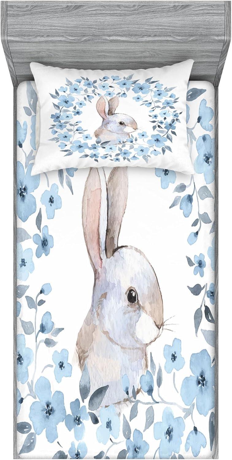 imageAmbesonne Fox Fitted Sheet amp Pillow Sham Set Fox in The Winter Forest Abstract Cartoon Trees and Nature Animal Pattern Decorative Printed 2 Piece Bedding Decor Set Twin Pale Sage Green OrangeBlue White