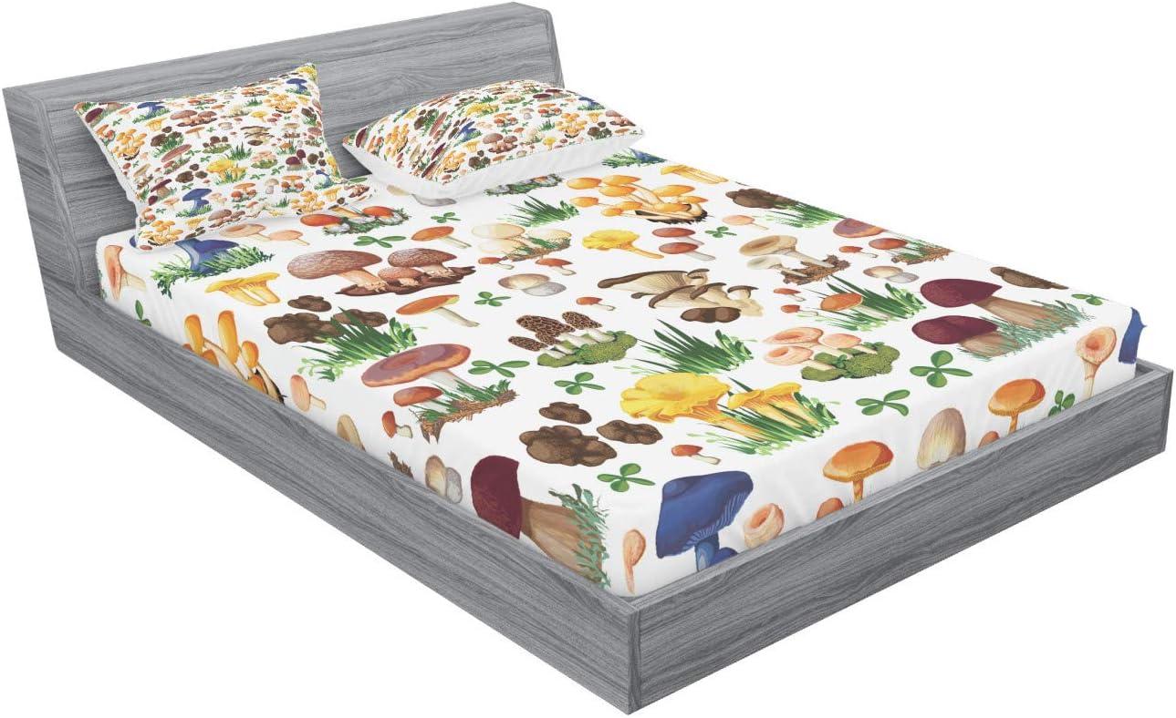 imageAmbesonne Fox Fitted Sheet amp Pillow Sham Set Fox in The Winter Forest Abstract Cartoon Trees and Nature Animal Pattern Decorative Printed 2 Piece Bedding Decor Set Twin Pale Sage Green OrangeYellow White