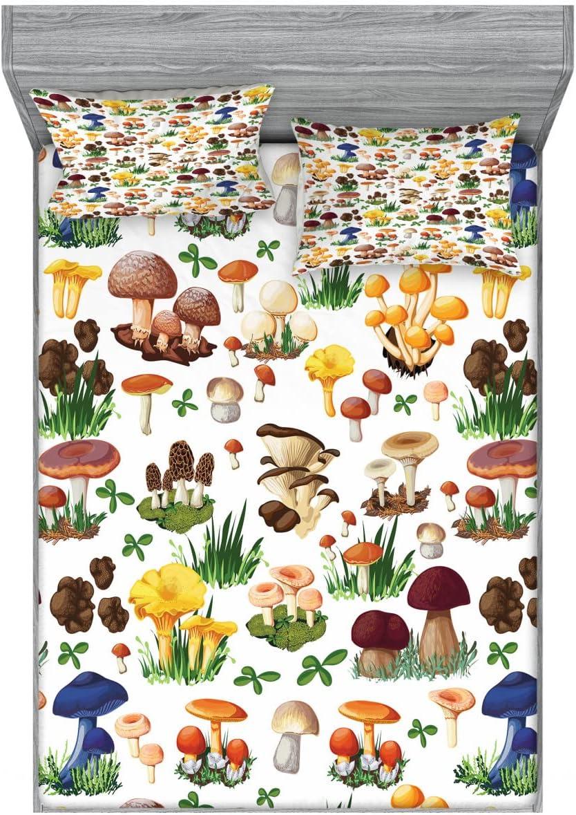 imageAmbesonne Fox Fitted Sheet amp Pillow Sham Set Fox in The Winter Forest Abstract Cartoon Trees and Nature Animal Pattern Decorative Printed 2 Piece Bedding Decor Set Twin Pale Sage Green OrangeYellow White