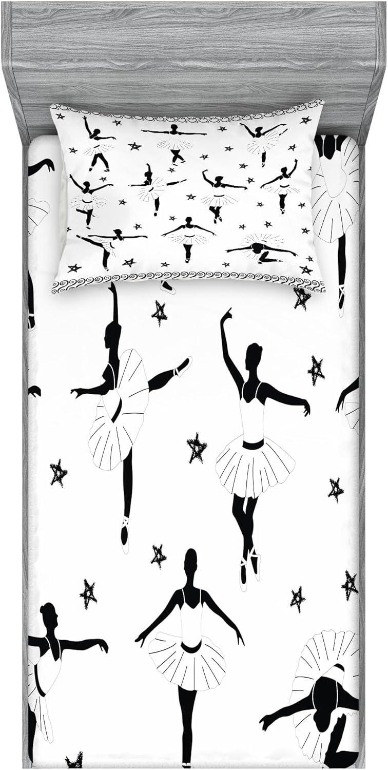 imageAmbesonne Fox Fitted Sheet amp Pillow Sham Set Fox in The Winter Forest Abstract Cartoon Trees and Nature Animal Pattern Decorative Printed 2 Piece Bedding Decor Set Twin Pale Sage Green OrangeBlack and White