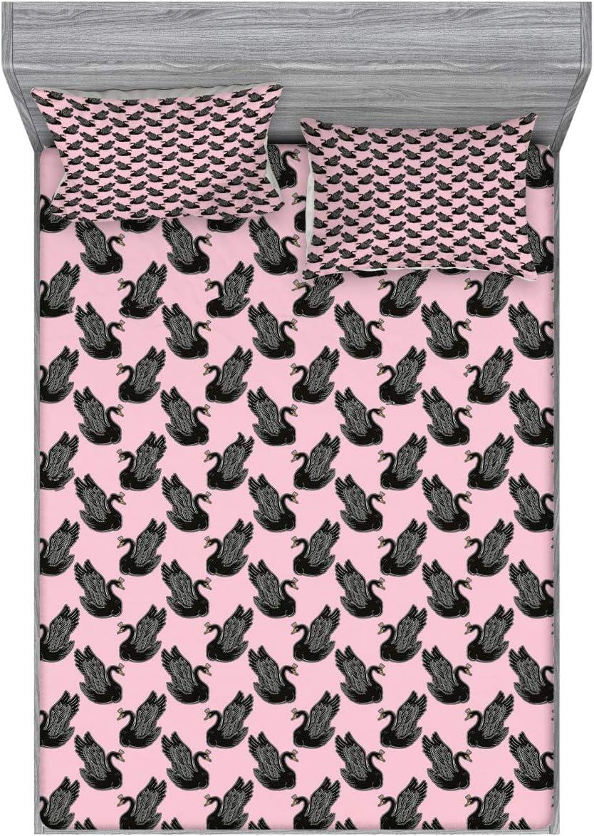 imageAmbesonne Fox Fitted Sheet amp Pillow Sham Set Fox in The Winter Forest Abstract Cartoon Trees and Nature Animal Pattern Decorative Printed 2 Piece Bedding Decor Set Twin Pale Sage Green OrangePale Pink Black