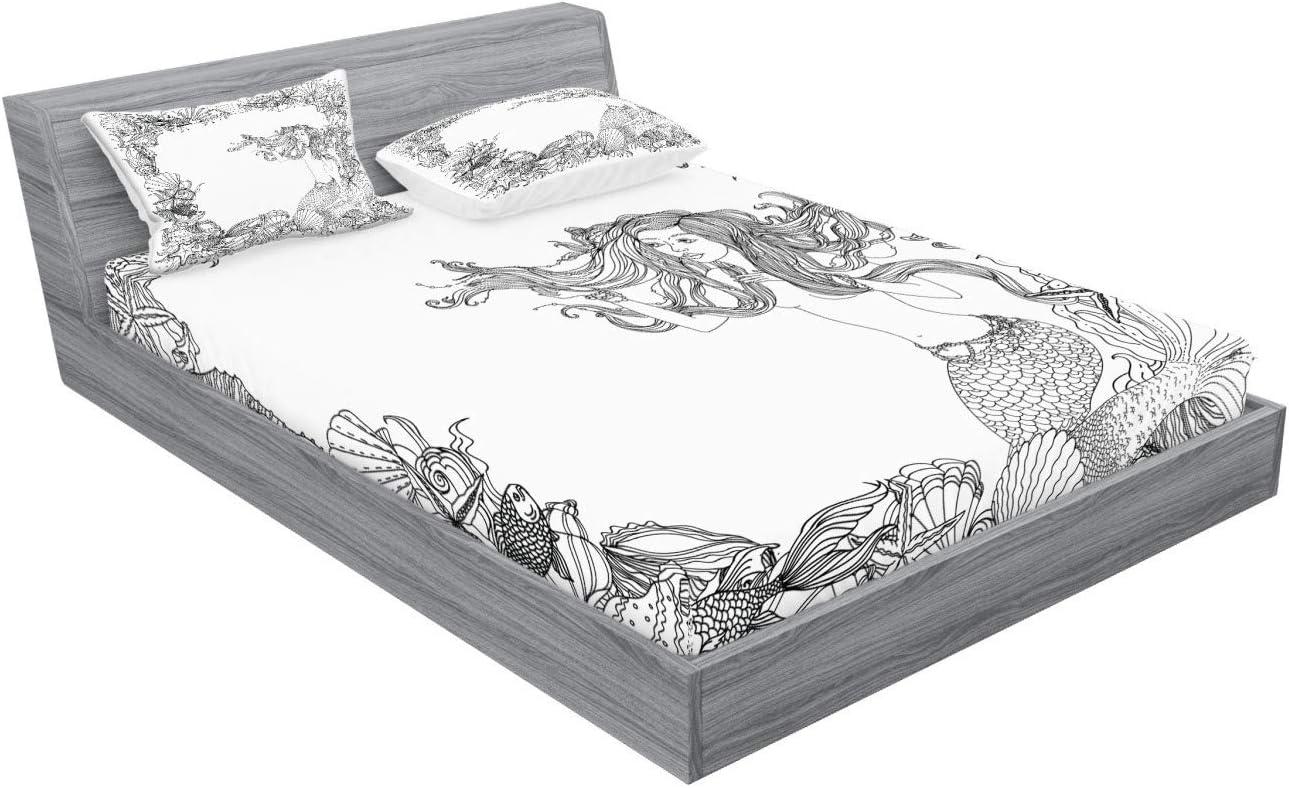 imageAmbesonne Fox Fitted Sheet amp Pillow Sham Set Fox in The Winter Forest Abstract Cartoon Trees and Nature Animal Pattern Decorative Printed 2 Piece Bedding Decor Set Twin Pale Sage Green OrangeWhite Grey