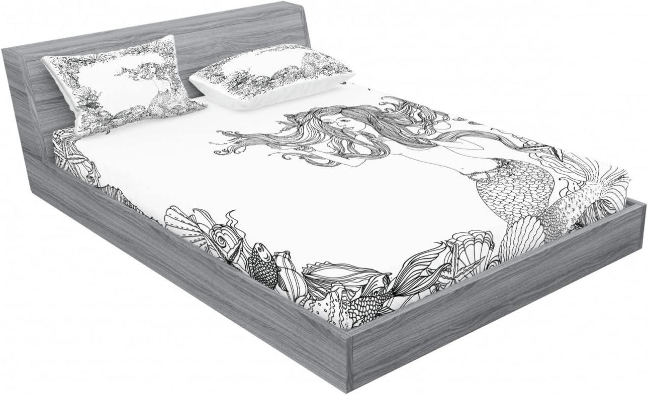 imageAmbesonne Fox Fitted Sheet amp Pillow Sham Set Fox in The Winter Forest Abstract Cartoon Trees and Nature Animal Pattern Decorative Printed 2 Piece Bedding Decor Set Twin Pale Sage Green OrangeWhite Grey