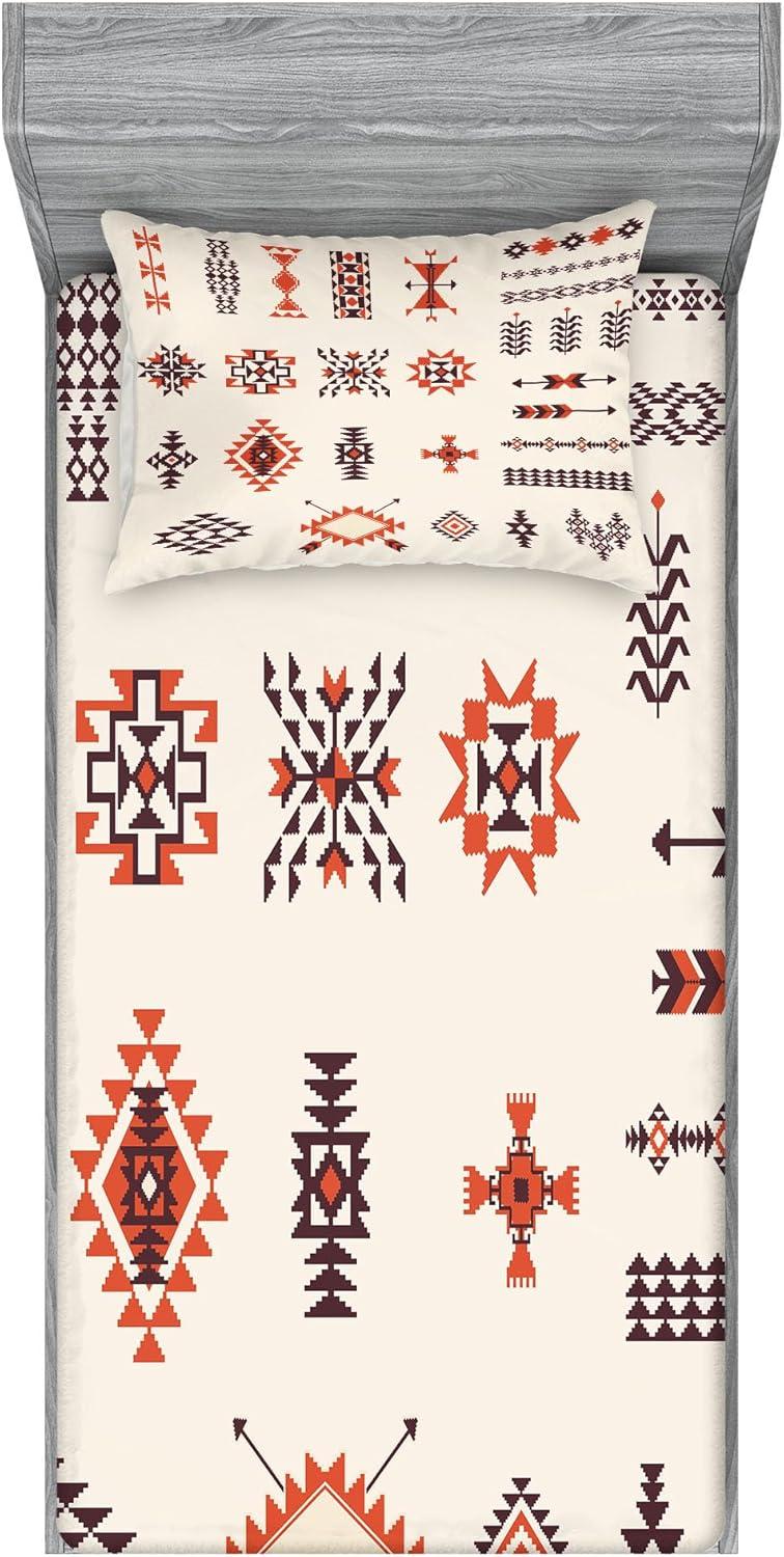 imageAmbesonne Fox Fitted Sheet amp Pillow Sham Set Fox in The Winter Forest Abstract Cartoon Trees and Nature Animal Pattern Decorative Printed 2 Piece Bedding Decor Set Twin Pale Sage Green OrangeBrown Orange