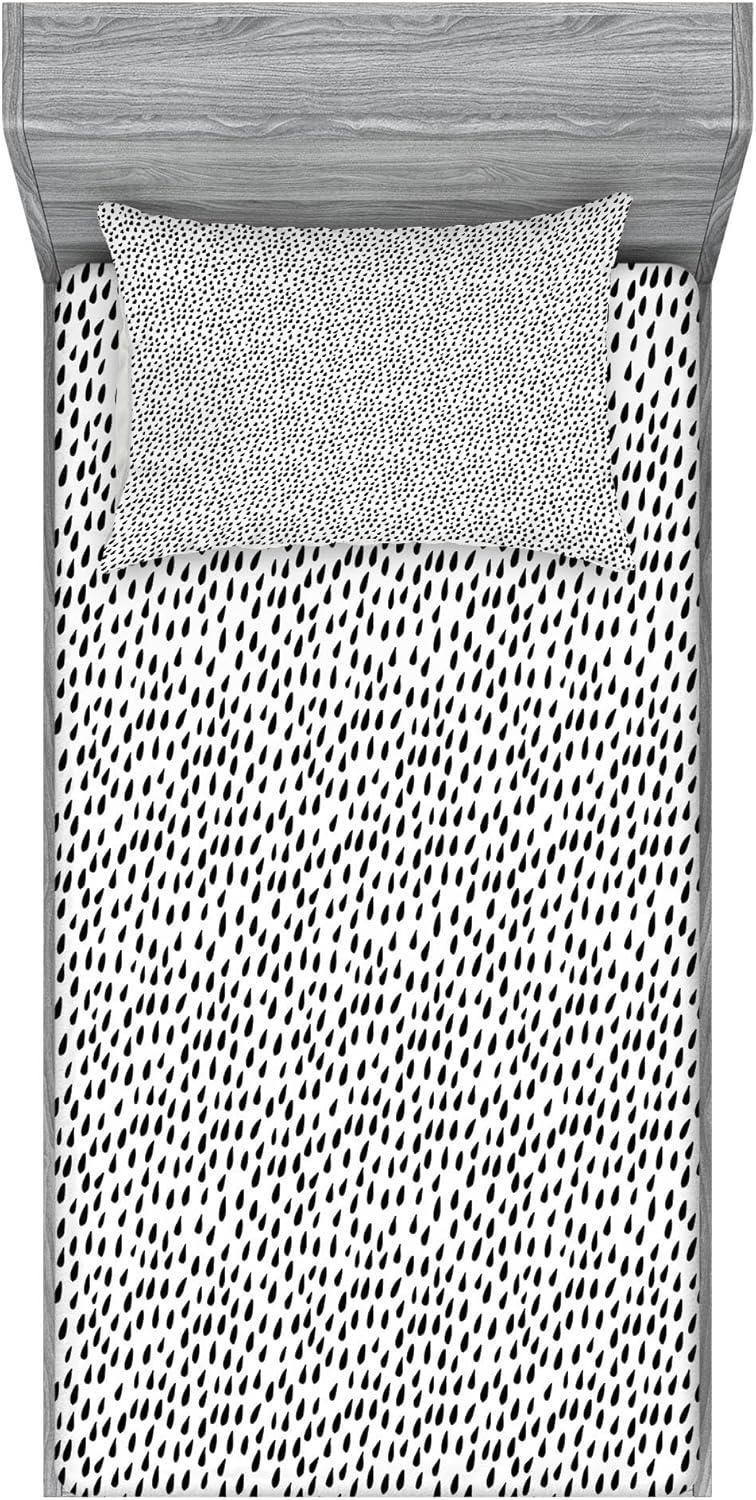 imageAmbesonne Fox Fitted Sheet amp Pillow Sham Set Fox in The Winter Forest Abstract Cartoon Trees and Nature Animal Pattern Decorative Printed 2 Piece Bedding Decor Set Twin Pale Sage Green OrangeCharcoal White
