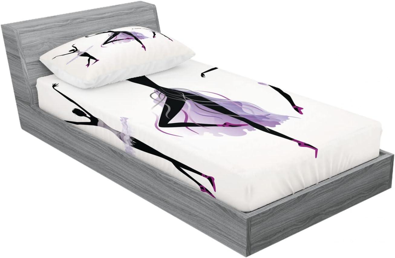 imageAmbesonne Fox Fitted Sheet amp Pillow Sham Set Fox in The Winter Forest Abstract Cartoon Trees and Nature Animal Pattern Decorative Printed 2 Piece Bedding Decor Set Twin Pale Sage Green OrangeOff White Black Mauve