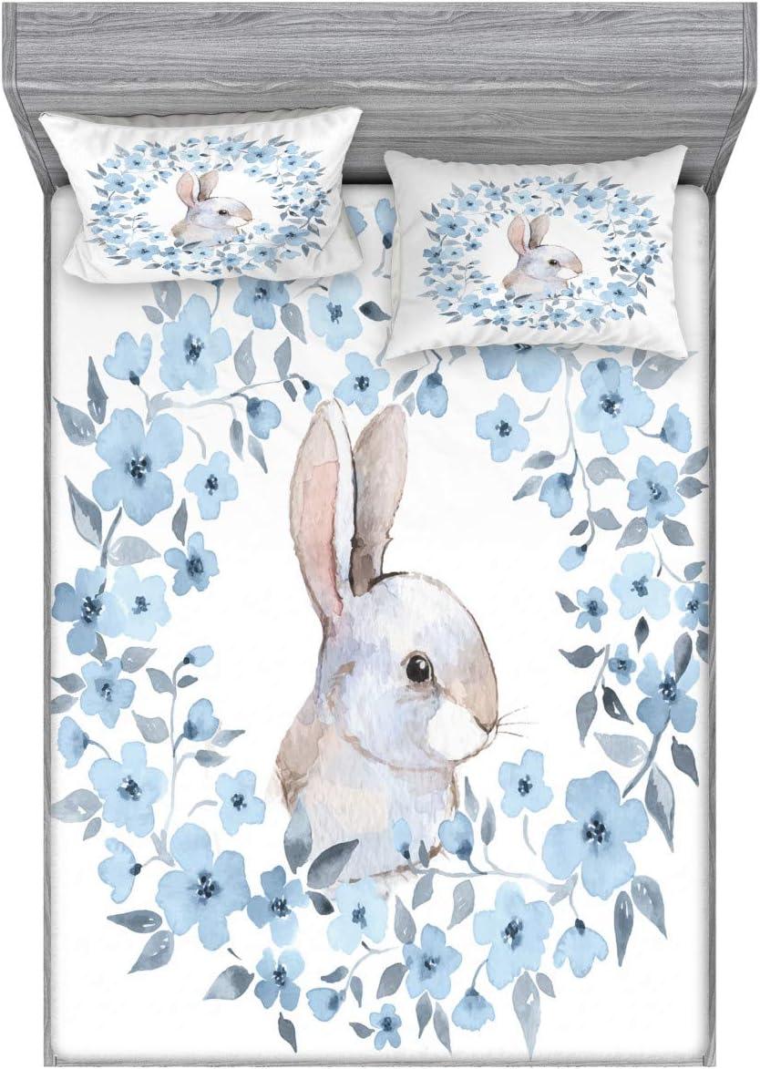 imageAmbesonne Fox Fitted Sheet amp Pillow Sham Set Fox in The Winter Forest Abstract Cartoon Trees and Nature Animal Pattern Decorative Printed 2 Piece Bedding Decor Set Twin Pale Sage Green OrangeBlue White