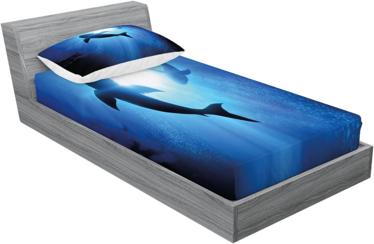 imageAmbesonne Fox Fitted Sheet amp Pillow Sham Set Fox in The Winter Forest Abstract Cartoon Trees and Nature Animal Pattern Decorative Printed 2 Piece Bedding Decor Set Twin Pale Sage Green OrangeRoyal Blue