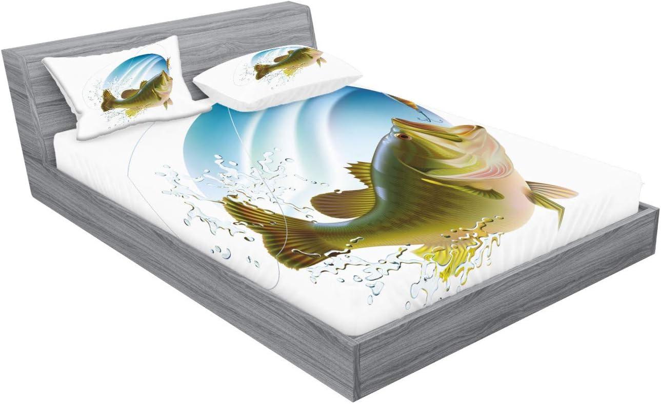 imageAmbesonne Fox Fitted Sheet amp Pillow Sham Set Fox in The Winter Forest Abstract Cartoon Trees and Nature Animal Pattern Decorative Printed 2 Piece Bedding Decor Set Twin Pale Sage Green OrangeBlue and Green