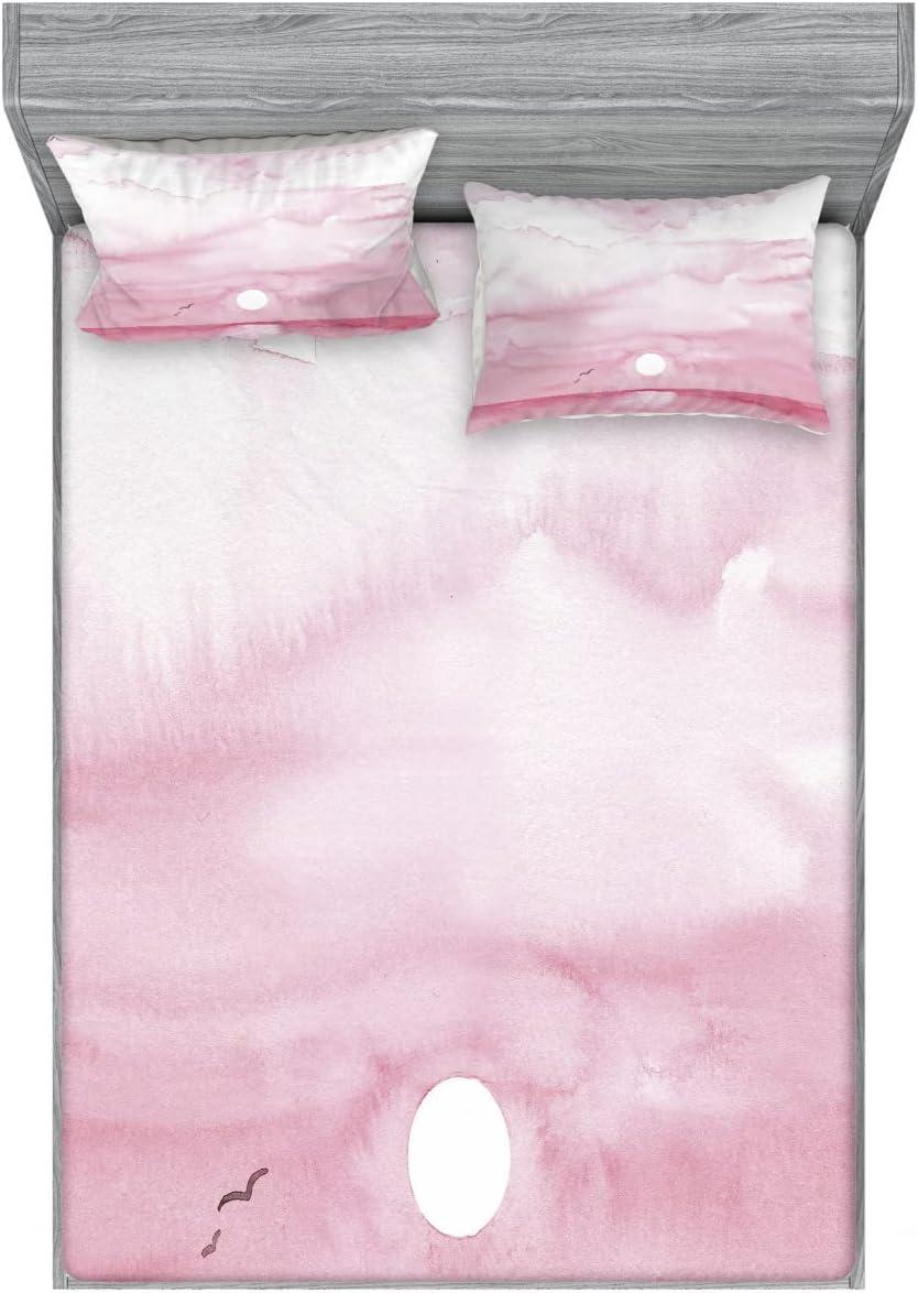 imageAmbesonne Fox Fitted Sheet amp Pillow Sham Set Fox in The Winter Forest Abstract Cartoon Trees and Nature Animal Pattern Decorative Printed 2 Piece Bedding Decor Set Twin Pale Sage Green OrangePale Pink White
