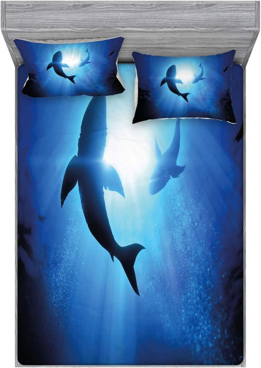 imageAmbesonne Fox Fitted Sheet amp Pillow Sham Set Fox in The Winter Forest Abstract Cartoon Trees and Nature Animal Pattern Decorative Printed 2 Piece Bedding Decor Set Twin Pale Sage Green OrangeRoyal Blue