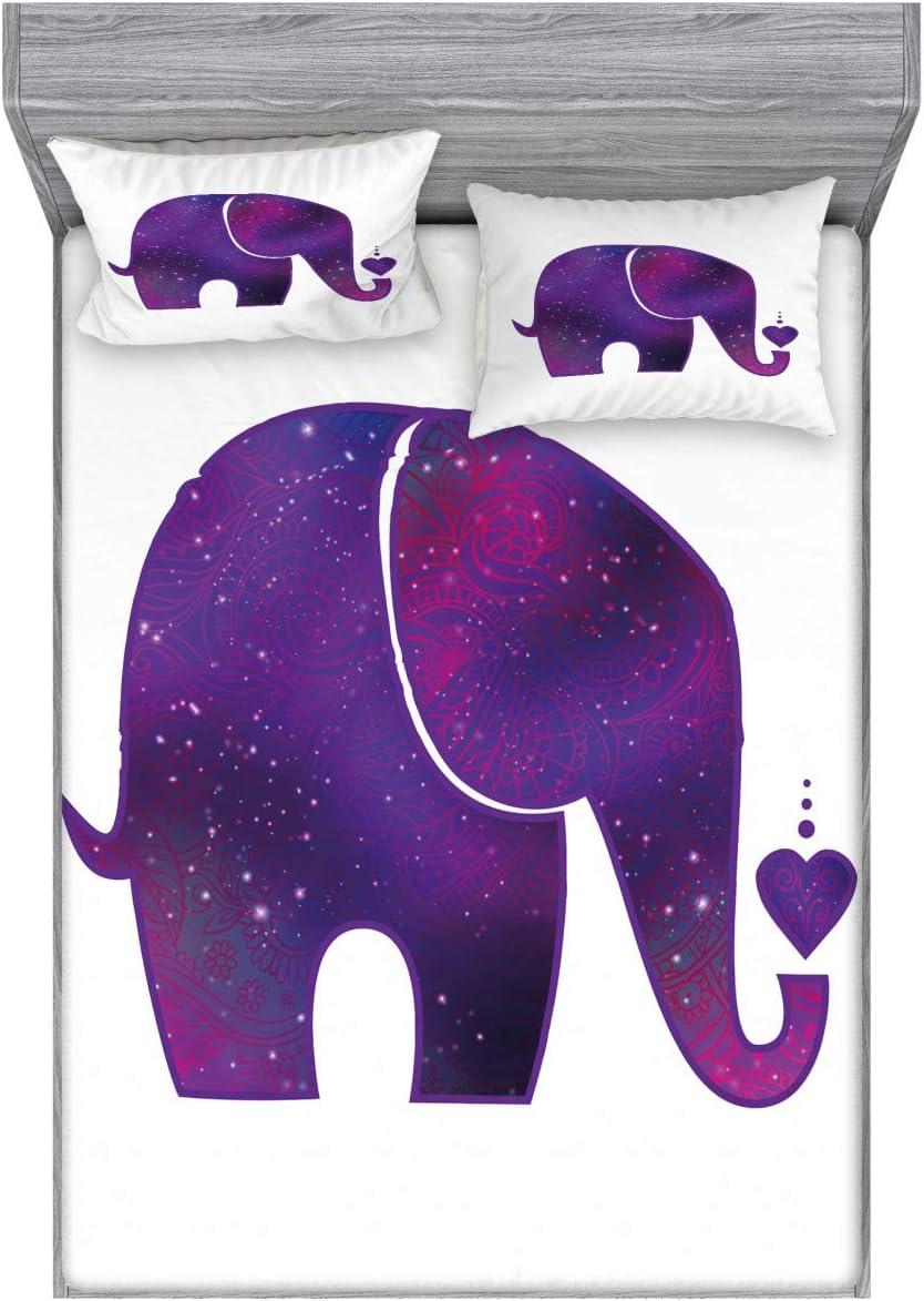 imageAmbesonne Fox Fitted Sheet amp Pillow Sham Set Fox in The Winter Forest Abstract Cartoon Trees and Nature Animal Pattern Decorative Printed 2 Piece Bedding Decor Set Twin Pale Sage Green OrangeFuchsia and Purple
