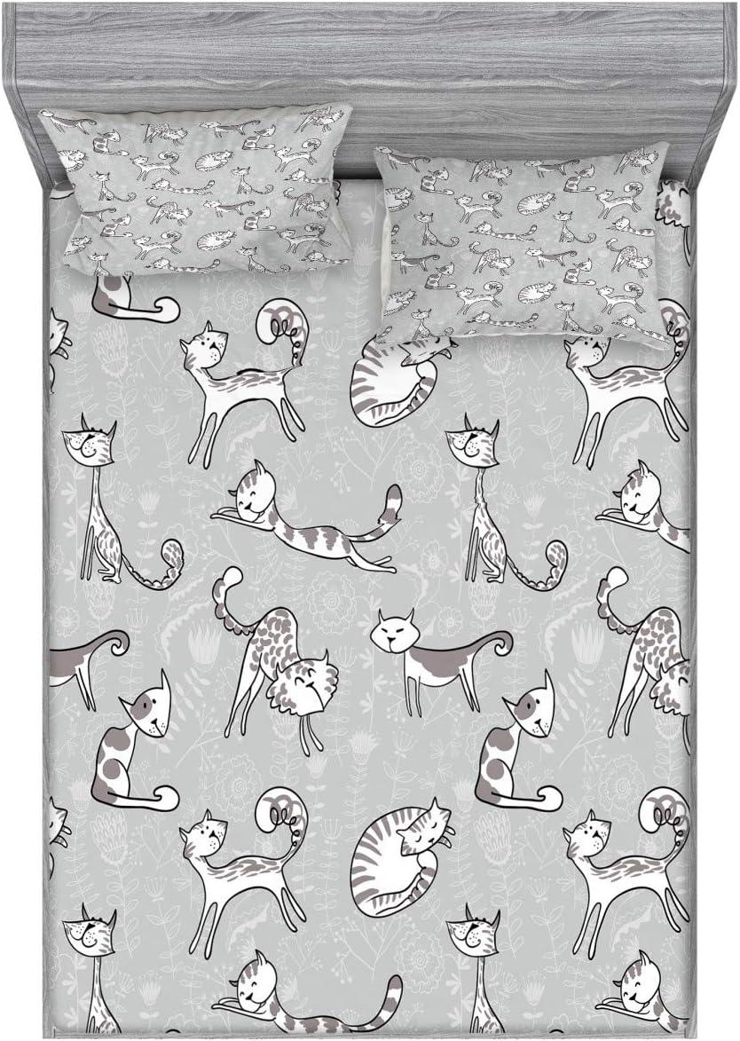 imageAmbesonne Fox Fitted Sheet amp Pillow Sham Set Fox in The Winter Forest Abstract Cartoon Trees and Nature Animal Pattern Decorative Printed 2 Piece Bedding Decor Set Twin Pale Sage Green OrangePale Grey