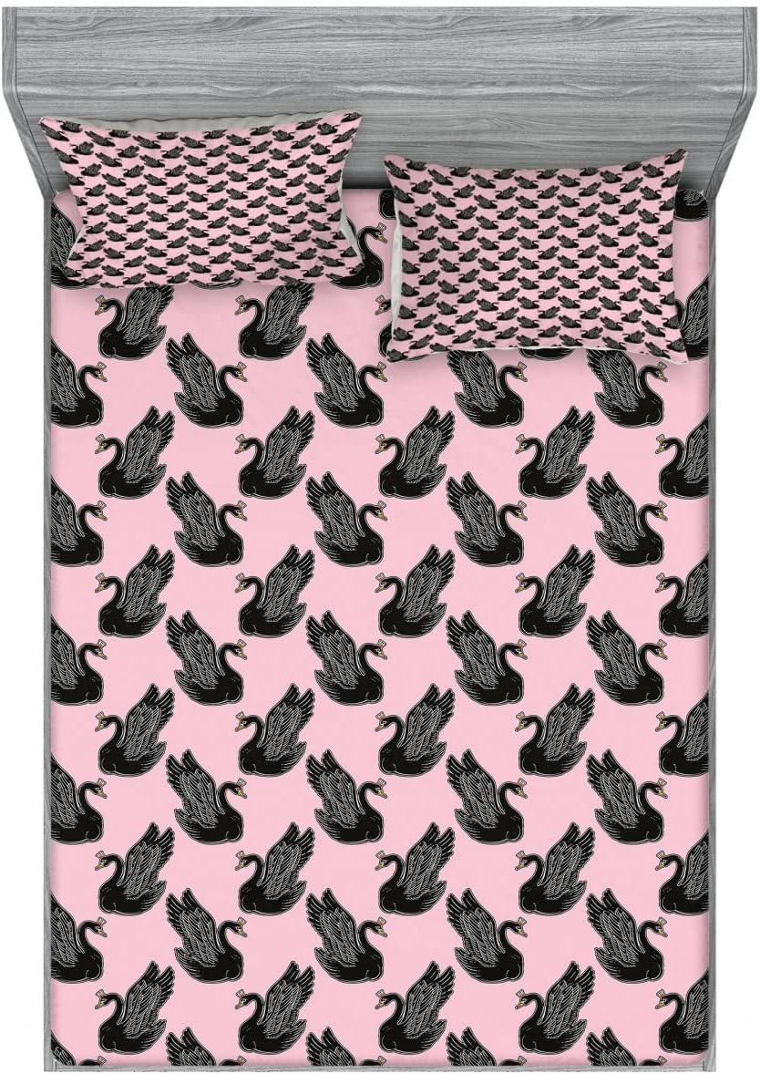 imageAmbesonne Fox Fitted Sheet amp Pillow Sham Set Fox in The Winter Forest Abstract Cartoon Trees and Nature Animal Pattern Decorative Printed 2 Piece Bedding Decor Set Twin Pale Sage Green OrangePale Pink Black
