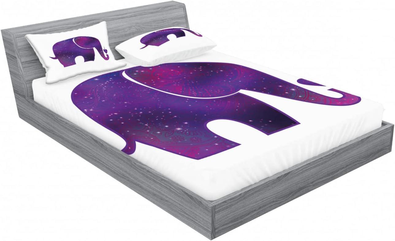 imageAmbesonne Fox Fitted Sheet amp Pillow Sham Set Fox in The Winter Forest Abstract Cartoon Trees and Nature Animal Pattern Decorative Printed 2 Piece Bedding Decor Set Twin Pale Sage Green OrangeFuchsia and Purple