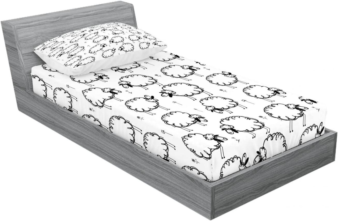 imageAmbesonne Fox Fitted Sheet amp Pillow Sham Set Fox in The Winter Forest Abstract Cartoon Trees and Nature Animal Pattern Decorative Printed 2 Piece Bedding Decor Set Twin Pale Sage Green OrangeDark Grey White