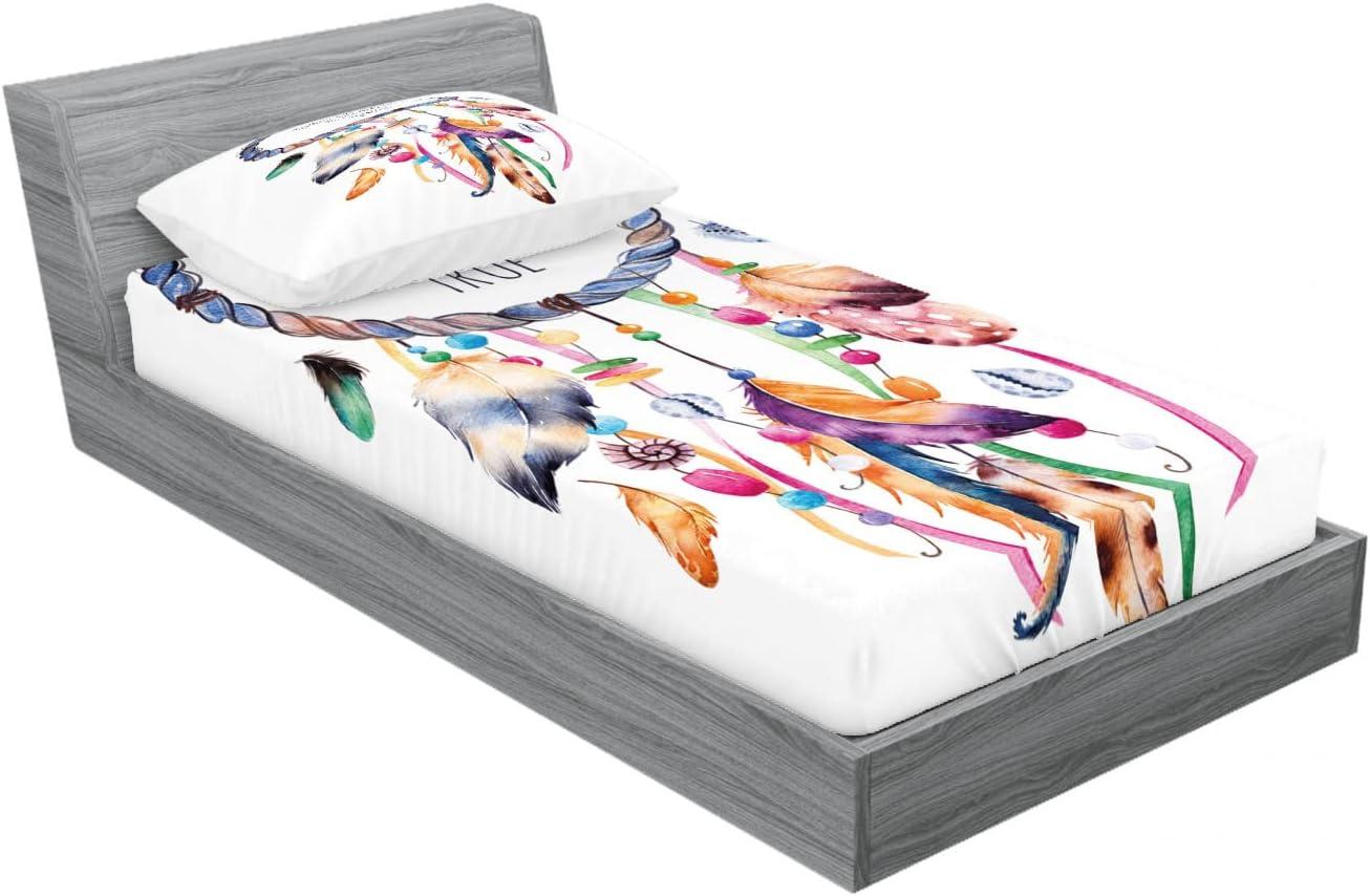 imageAmbesonne Fox Fitted Sheet amp Pillow Sham Set Fox in The Winter Forest Abstract Cartoon Trees and Nature Animal Pattern Decorative Printed 2 Piece Bedding Decor Set Twin Pale Sage Green OrangePlum Apricot
