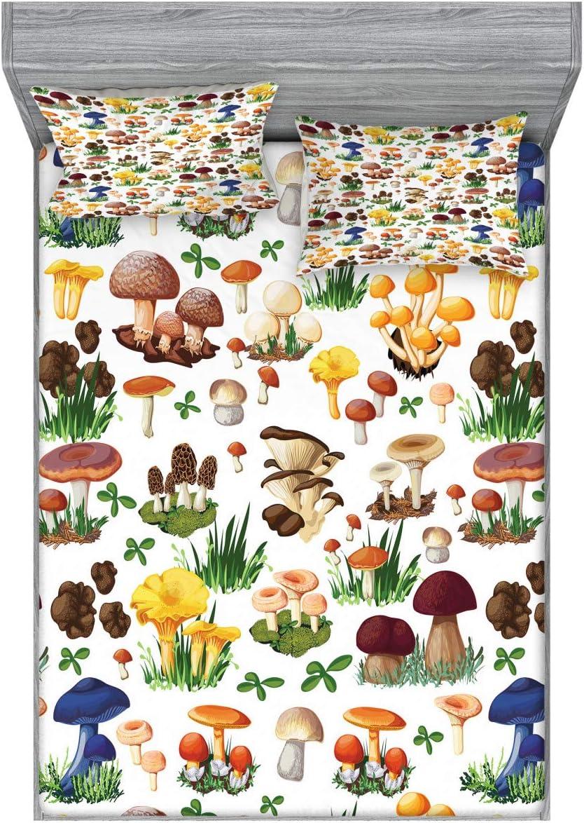 imageAmbesonne Fox Fitted Sheet amp Pillow Sham Set Fox in The Winter Forest Abstract Cartoon Trees and Nature Animal Pattern Decorative Printed 2 Piece Bedding Decor Set Twin Pale Sage Green OrangeYellow White
