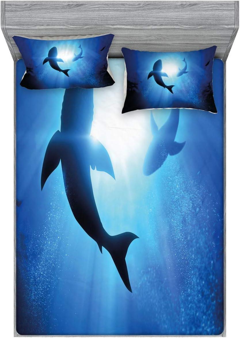 imageAmbesonne Fox Fitted Sheet amp Pillow Sham Set Fox in The Winter Forest Abstract Cartoon Trees and Nature Animal Pattern Decorative Printed 2 Piece Bedding Decor Set Twin Pale Sage Green OrangeRoyal Blue