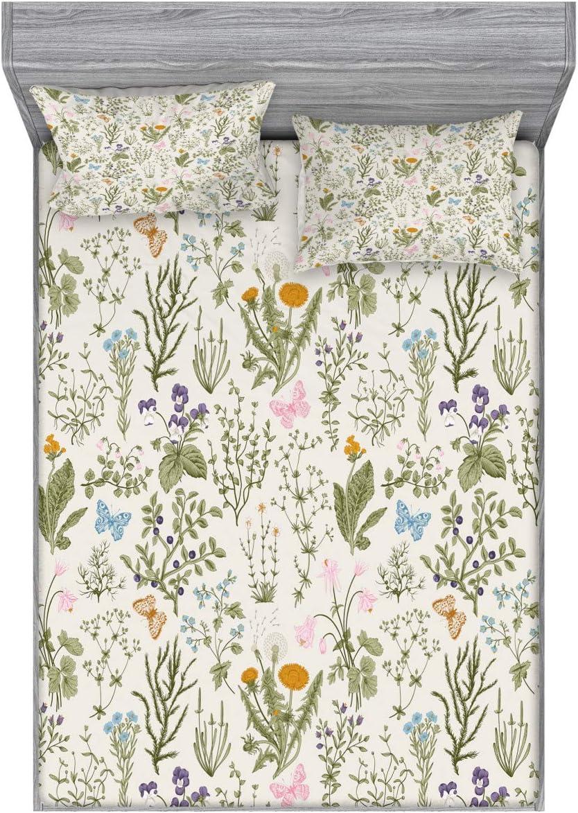 imageAmbesonne Fox Fitted Sheet amp Pillow Sham Set Fox in The Winter Forest Abstract Cartoon Trees and Nature Animal Pattern Decorative Printed 2 Piece Bedding Decor Set Twin Pale Sage Green OrangeReseda Green Beige