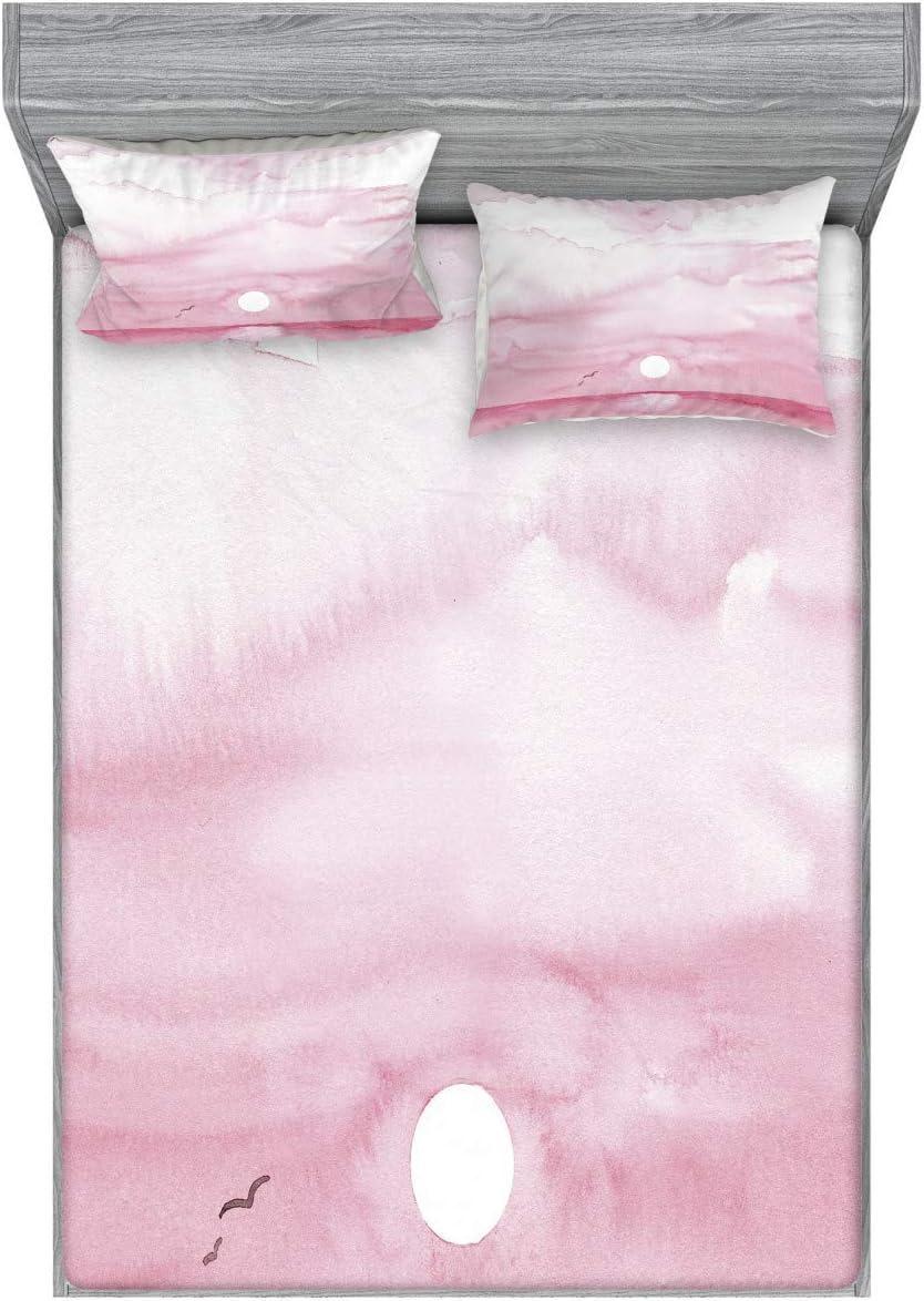 imageAmbesonne Fox Fitted Sheet amp Pillow Sham Set Fox in The Winter Forest Abstract Cartoon Trees and Nature Animal Pattern Decorative Printed 2 Piece Bedding Decor Set Twin Pale Sage Green OrangePale Pink White
