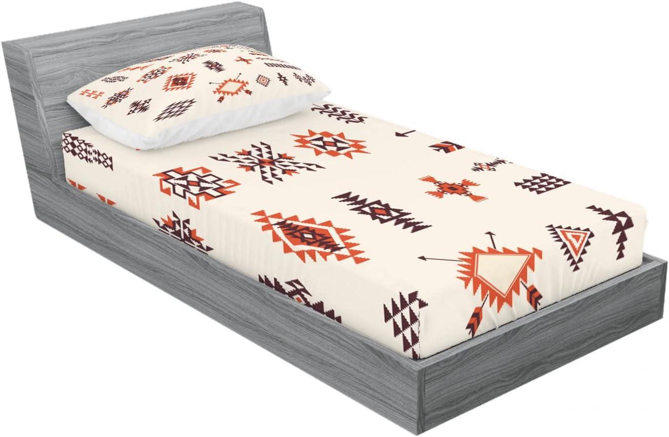 imageAmbesonne Fox Fitted Sheet amp Pillow Sham Set Fox in The Winter Forest Abstract Cartoon Trees and Nature Animal Pattern Decorative Printed 2 Piece Bedding Decor Set Twin Pale Sage Green OrangeBrown Orange