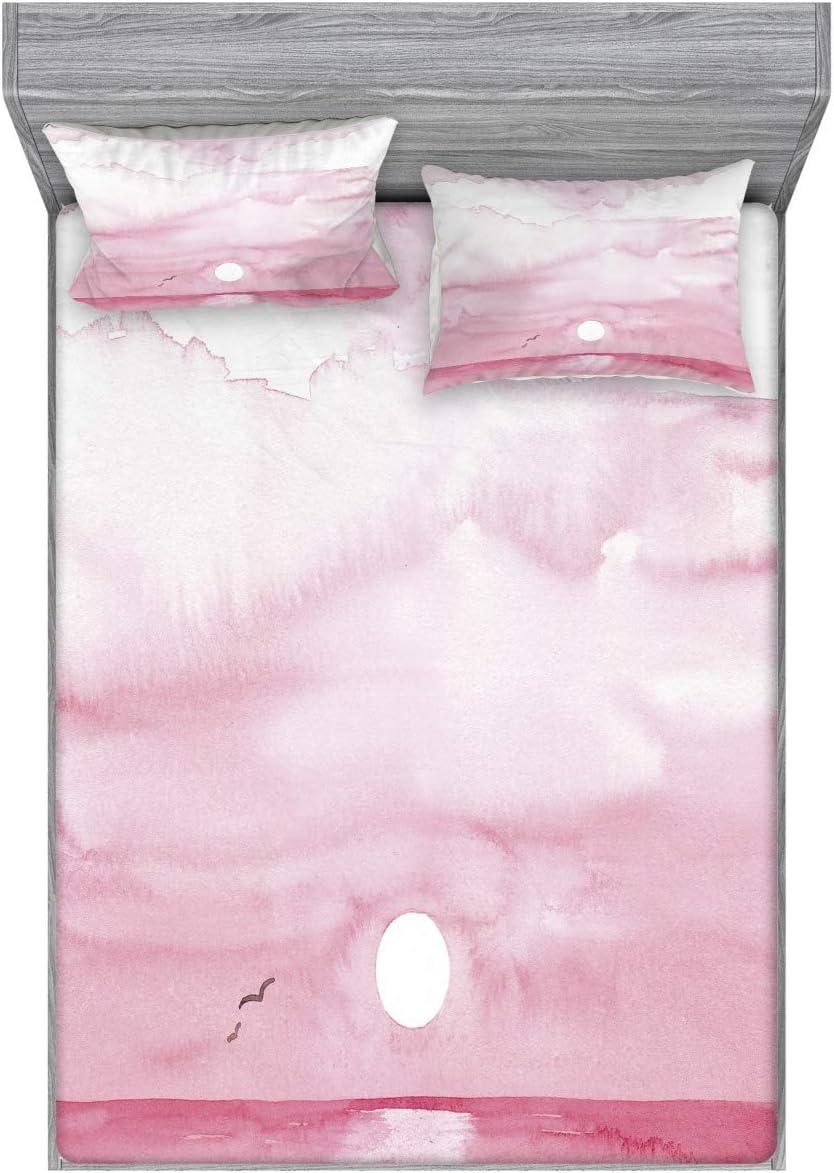 imageAmbesonne Fox Fitted Sheet amp Pillow Sham Set Fox in The Winter Forest Abstract Cartoon Trees and Nature Animal Pattern Decorative Printed 2 Piece Bedding Decor Set Twin Pale Sage Green OrangePale Pink White