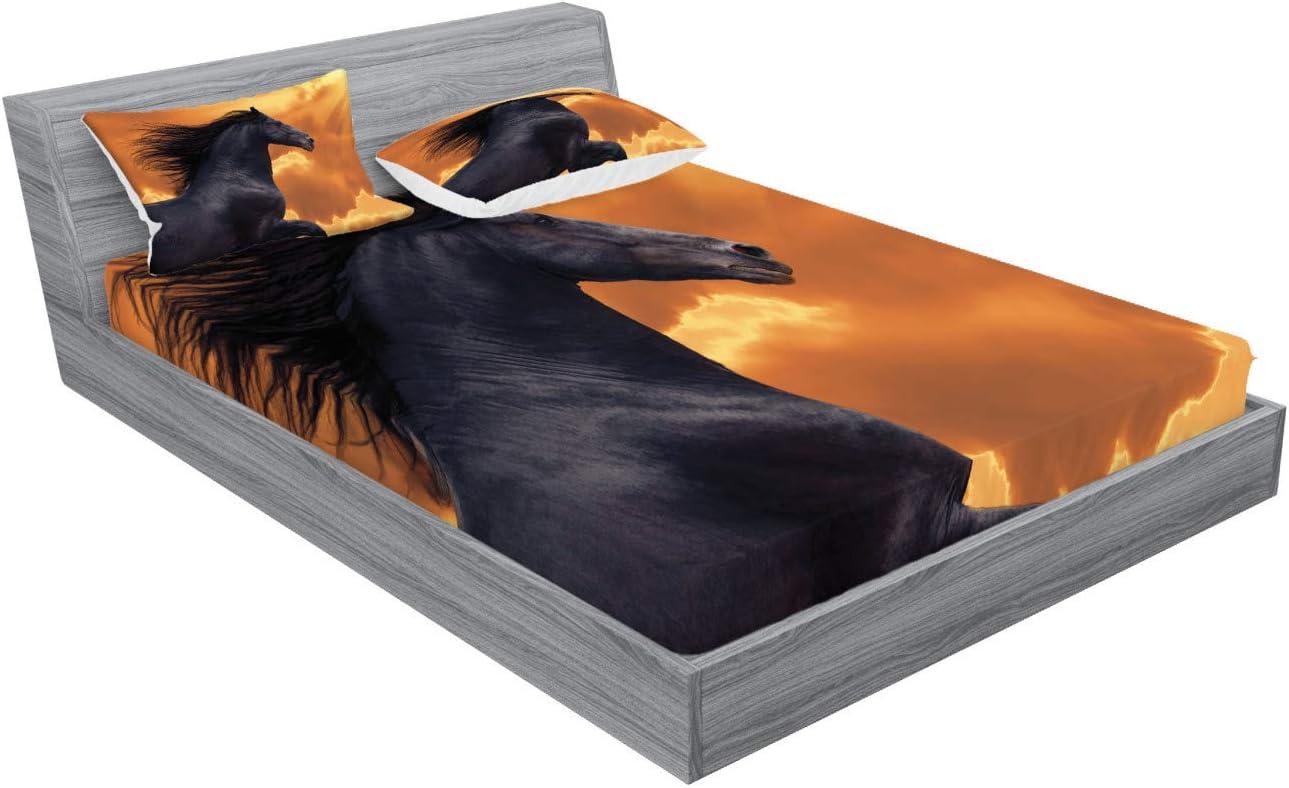 imageAmbesonne Fox Fitted Sheet amp Pillow Sham Set Fox in The Winter Forest Abstract Cartoon Trees and Nature Animal Pattern Decorative Printed 2 Piece Bedding Decor Set Twin Pale Sage Green OrangeBlack Orange
