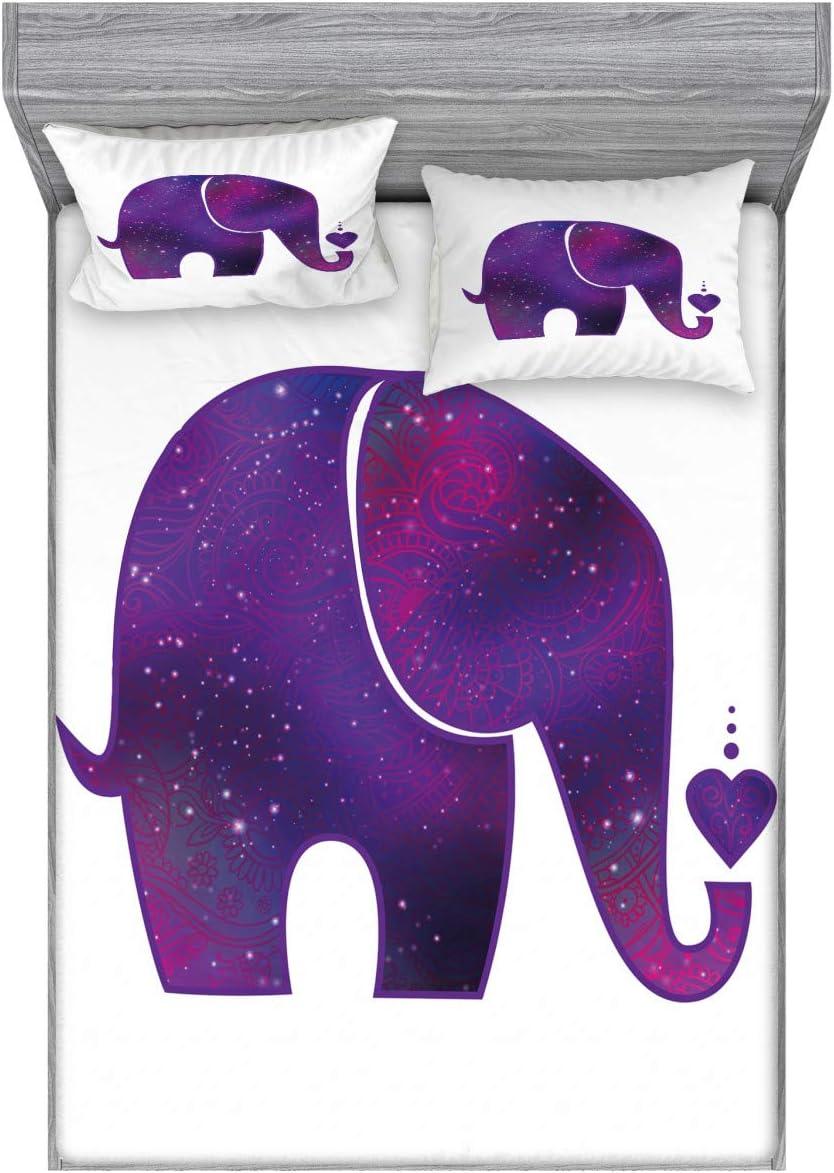 imageAmbesonne Fox Fitted Sheet amp Pillow Sham Set Fox in The Winter Forest Abstract Cartoon Trees and Nature Animal Pattern Decorative Printed 2 Piece Bedding Decor Set Twin Pale Sage Green OrangeFuchsia and Purple