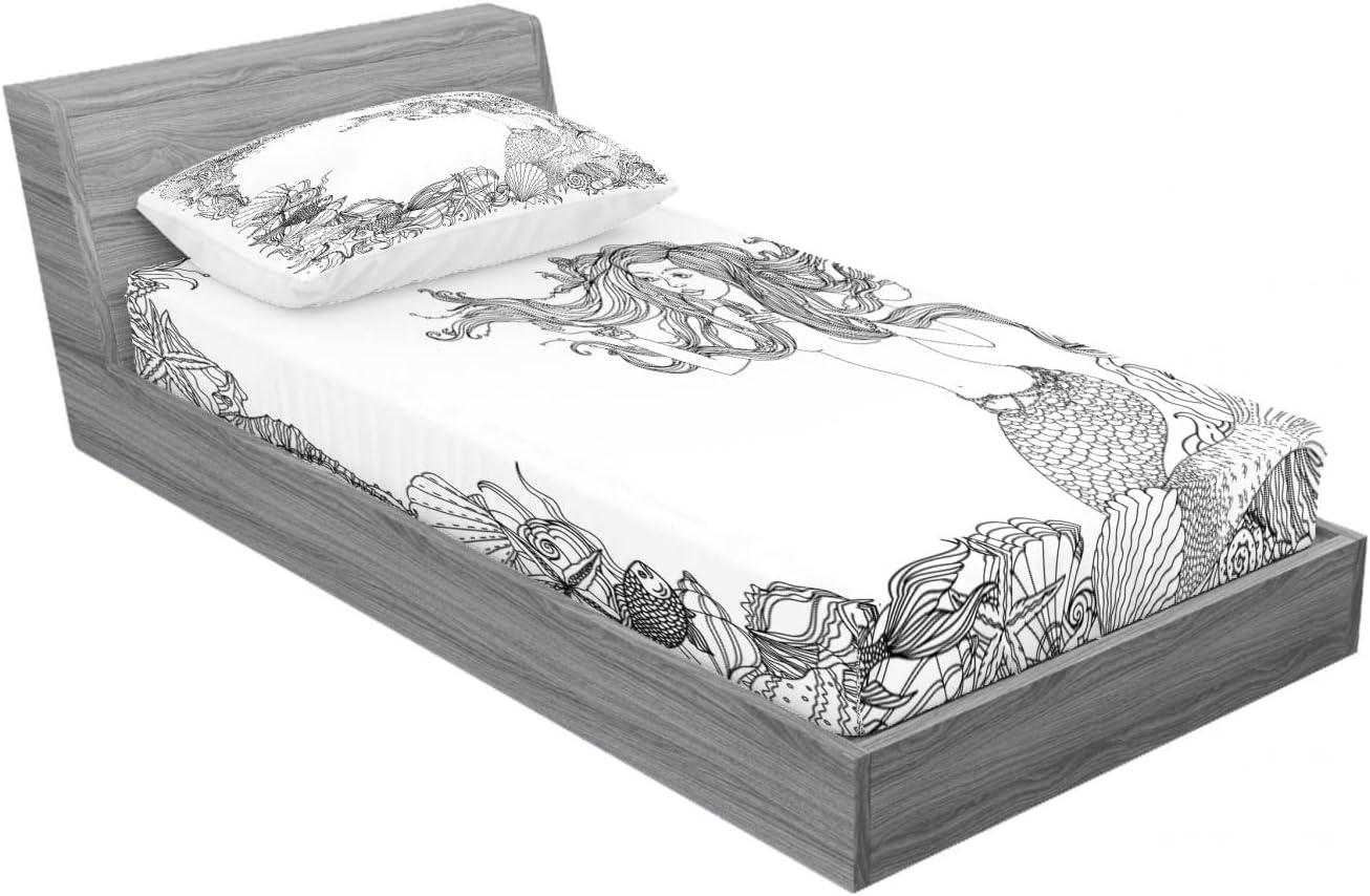 imageAmbesonne Fox Fitted Sheet amp Pillow Sham Set Fox in The Winter Forest Abstract Cartoon Trees and Nature Animal Pattern Decorative Printed 2 Piece Bedding Decor Set Twin Pale Sage Green OrangeWhite Grey