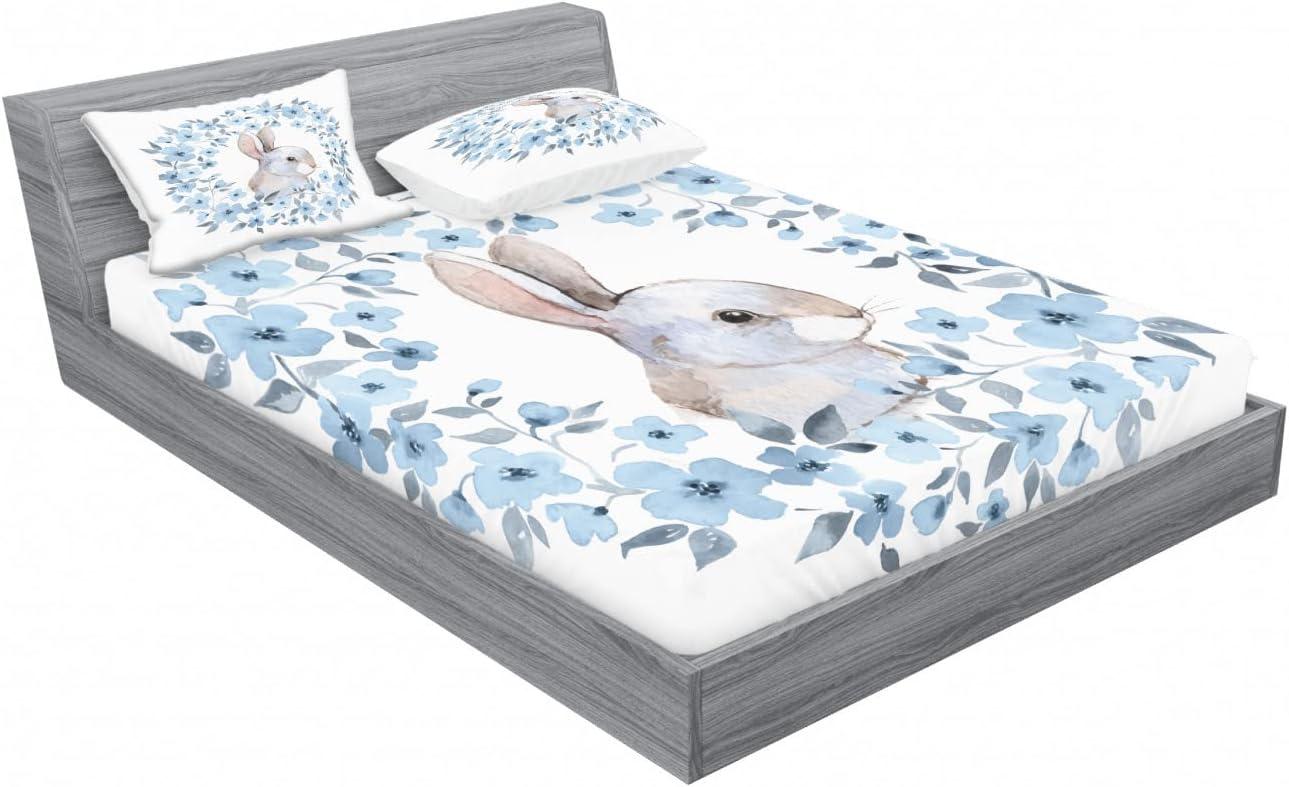 imageAmbesonne Fox Fitted Sheet amp Pillow Sham Set Fox in The Winter Forest Abstract Cartoon Trees and Nature Animal Pattern Decorative Printed 2 Piece Bedding Decor Set Twin Pale Sage Green OrangeBlue White
