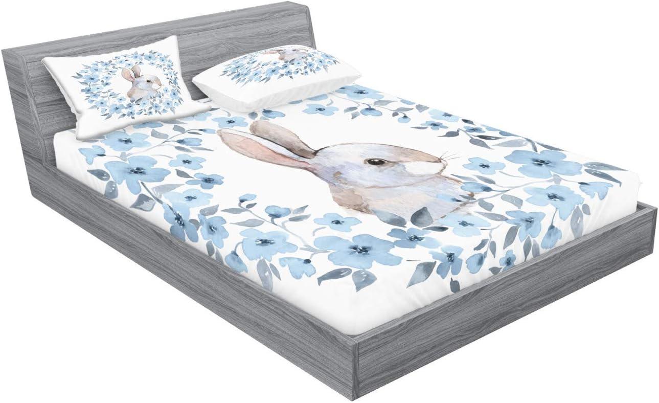 imageAmbesonne Fox Fitted Sheet amp Pillow Sham Set Fox in The Winter Forest Abstract Cartoon Trees and Nature Animal Pattern Decorative Printed 2 Piece Bedding Decor Set Twin Pale Sage Green OrangeBlue White