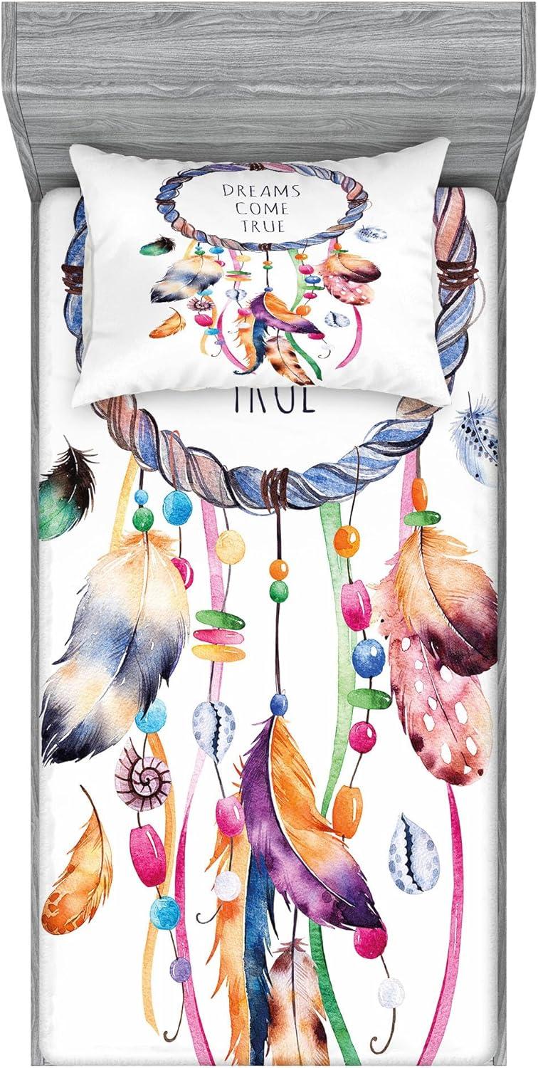 imageAmbesonne Fox Fitted Sheet amp Pillow Sham Set Fox in The Winter Forest Abstract Cartoon Trees and Nature Animal Pattern Decorative Printed 2 Piece Bedding Decor Set Twin Pale Sage Green OrangePlum Apricot