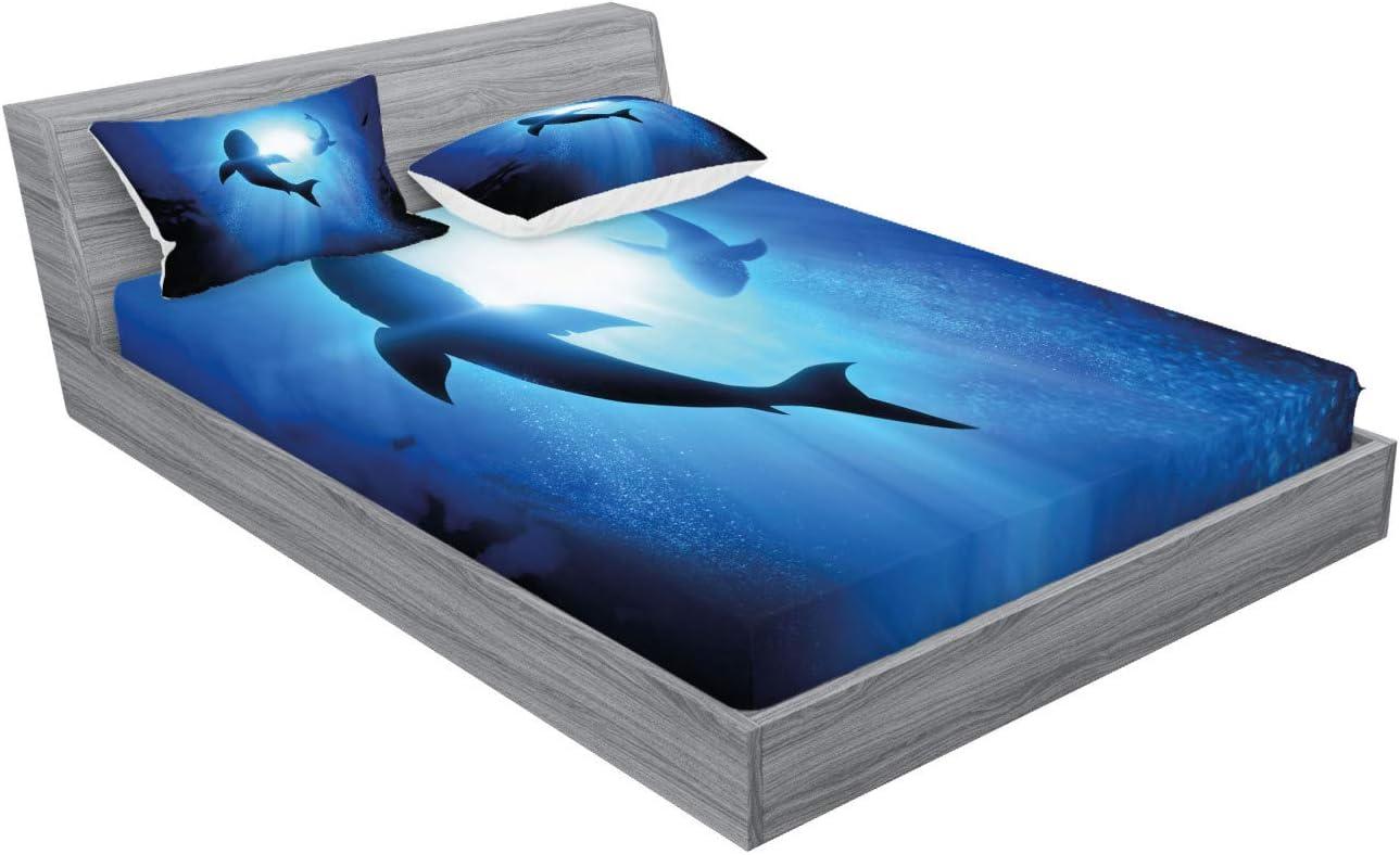 imageAmbesonne Fox Fitted Sheet amp Pillow Sham Set Fox in The Winter Forest Abstract Cartoon Trees and Nature Animal Pattern Decorative Printed 2 Piece Bedding Decor Set Twin Pale Sage Green OrangeRoyal Blue