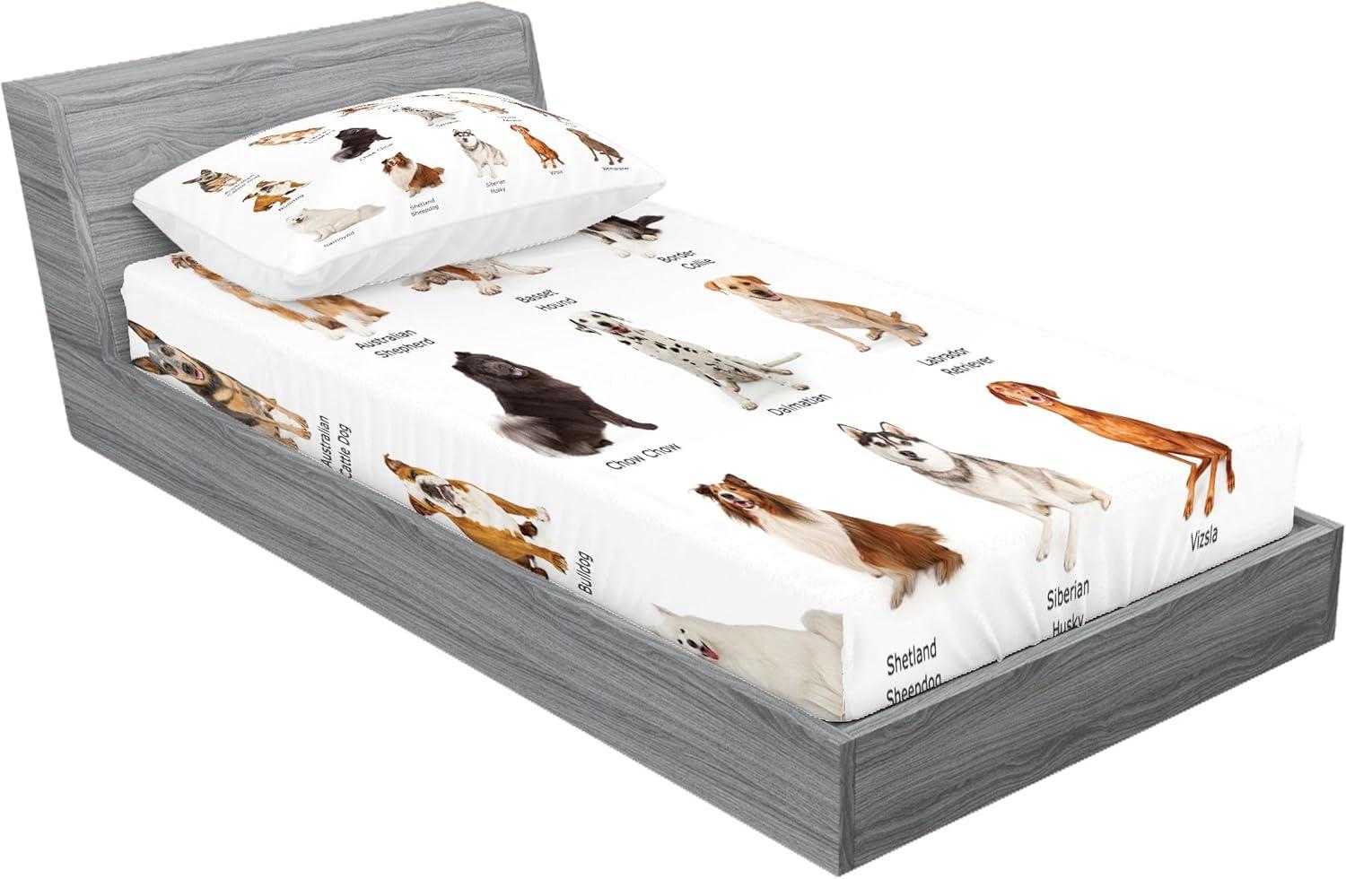 imageAmbesonne Fox Fitted Sheet amp Pillow Sham Set Fox in The Winter Forest Abstract Cartoon Trees and Nature Animal Pattern Decorative Printed 2 Piece Bedding Decor Set Twin Pale Sage Green OrangeWhite Brown and Grey