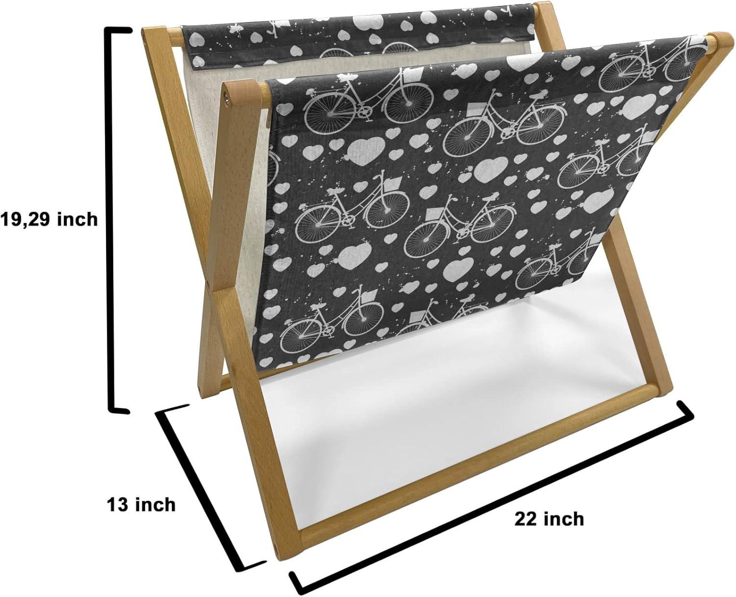 imageAmbesonne Hearts Magazine and Book Holder Bicycles and Heart and Romantic Scene Valentines Day Theme Floor Rack Decor for Interior of Home amp Office 22 x 19 Dark Grey and WhiteDark Grey and White