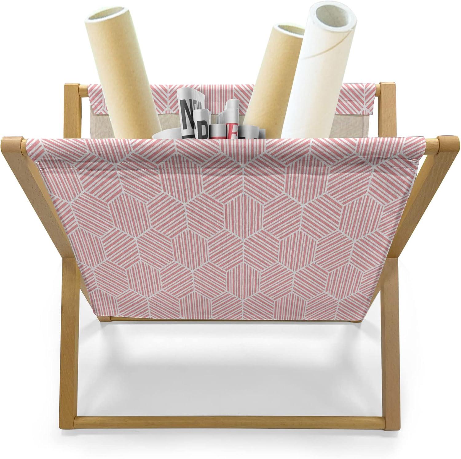 imageAmbesonne Hearts Magazine and Book Holder Bicycles and Heart and Romantic Scene Valentines Day Theme Floor Rack Decor for Interior of Home amp Office 22 x 19 Dark Grey and WhitePastel Pink and White