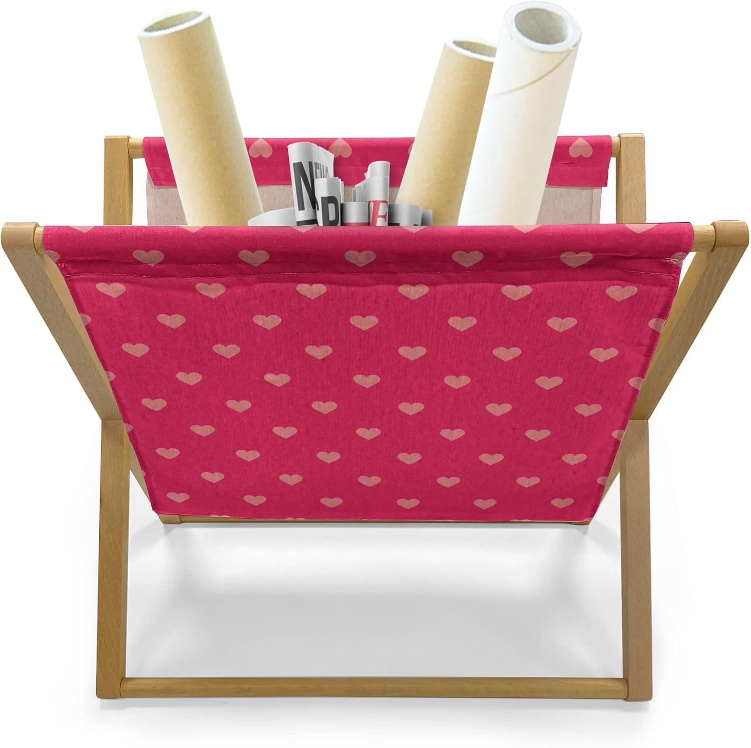 imageAmbesonne Hearts Magazine and Book Holder Pastel Heart Shaped Spots Valentine Gift Wrapping Pattern Dotty Floor Rack Decor for Interior of Home amp Office 22 x 19 Dark Pink and CoralDark Pink and Coral