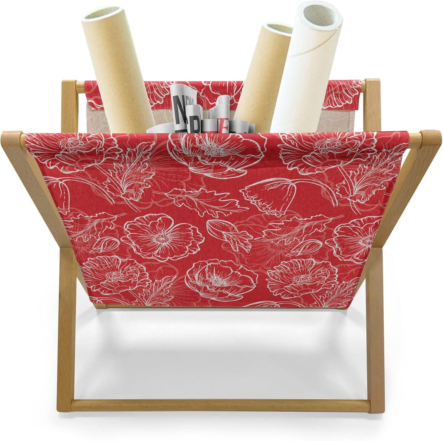 imageAmbesonne Hearts Magazine and Book Holder Pastel Heart Shaped Spots Valentine Gift Wrapping Pattern Dotty Floor Rack Decor for Interior of Home amp Office 22 x 19 Dark Pink and CoralVermillion and White