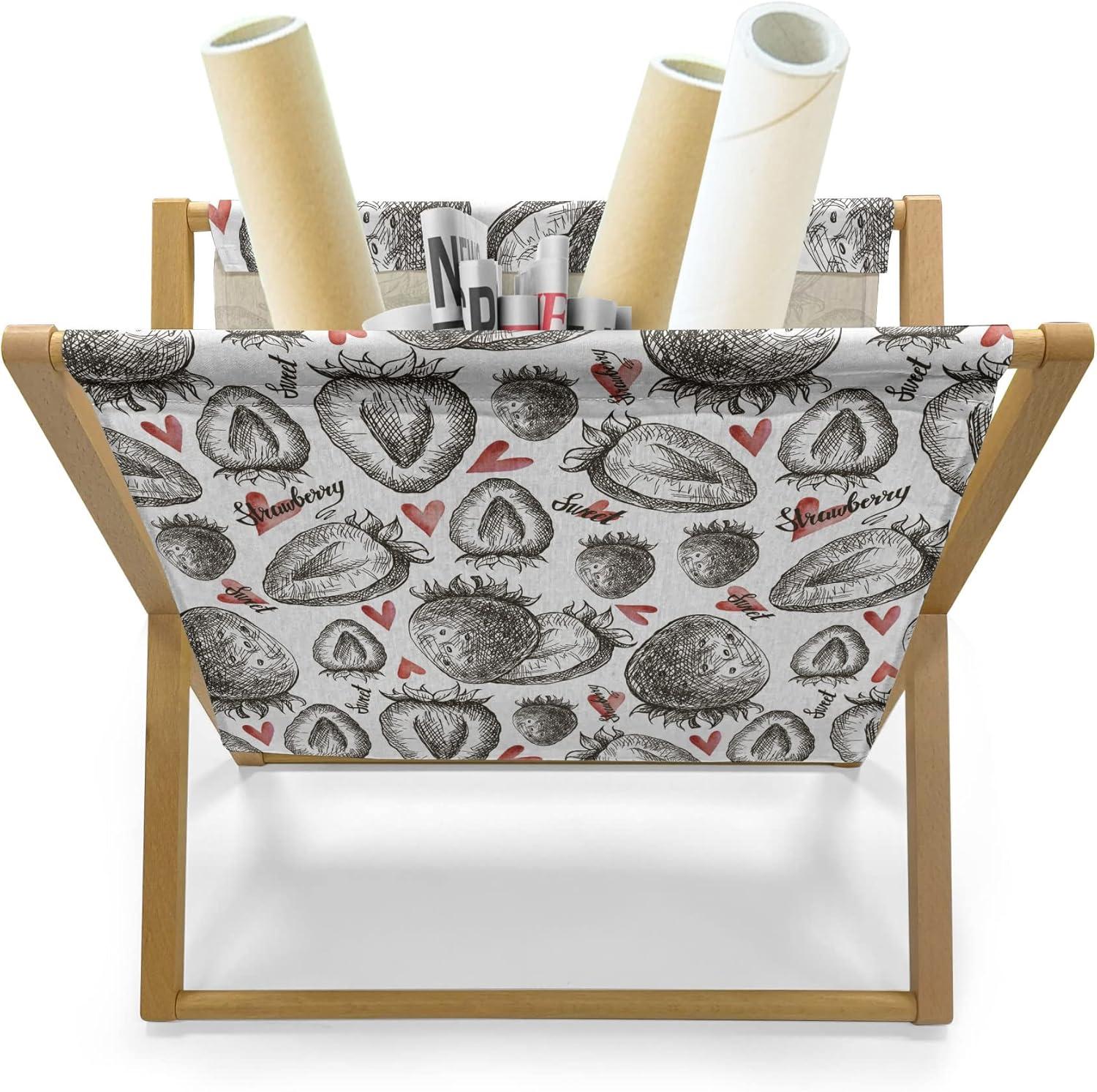 imageAmbesonne Hearts Magazine and Book Holder Pastel Heart Shaped Spots Valentine Gift Wrapping Pattern Dotty Floor Rack Decor for Interior of Home amp Office 22 x 19 Dark Pink and CoralGrey Vermilion and White