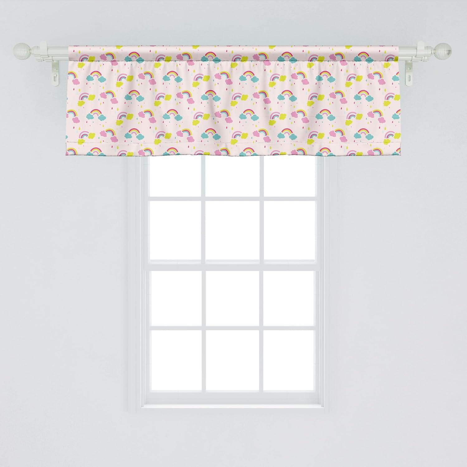 imageAmbesonne Lemons Window Valance Continuous Citrus Fruits Leaves Refreshing Cartoon Pattern Curtain Valance for Kitchen Bedroom Decor with Rod Pocket 54 X 18 Lime Green Earth YellowRose and Multicolor
