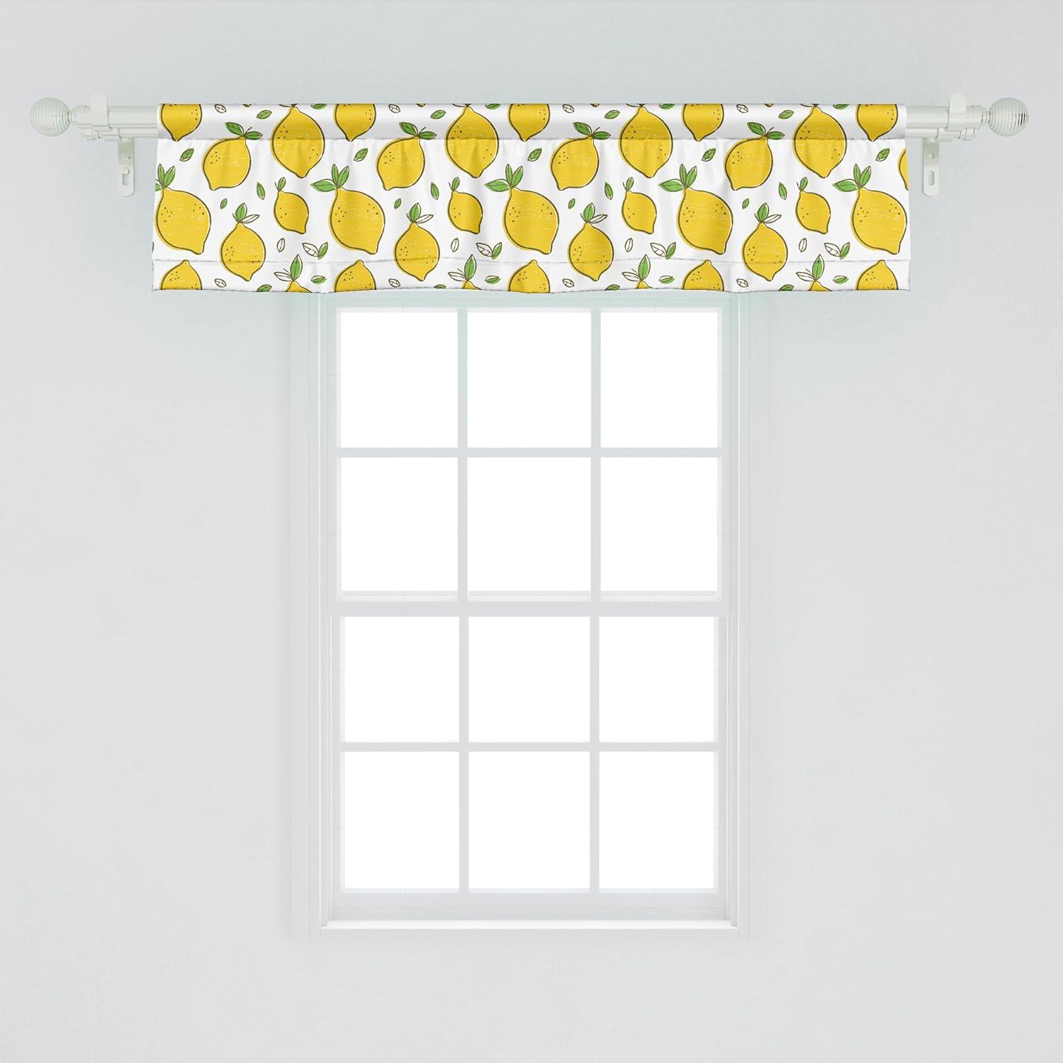 imageAmbesonne Lemons Window Valance Continuous Citrus Fruits Leaves Refreshing Cartoon Pattern Curtain Valance for Kitchen Bedroom Decor with Rod Pocket 54 X 18 Lime Green Earth YellowLime Green Earth Yellow