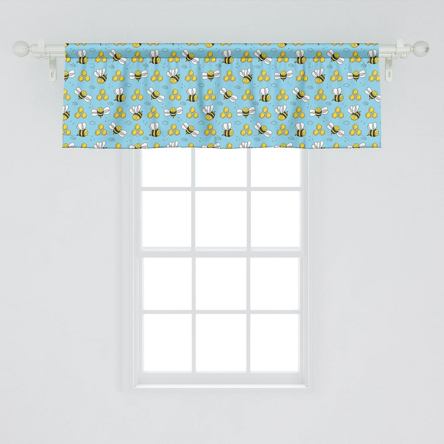 imageAmbesonne Lemons Window Valance Continuous Citrus Fruits Leaves Refreshing Cartoon Pattern Curtain Valance for Kitchen Bedroom Decor with Rod Pocket 54 X 18 Lime Green Earth YellowSky Blue Mustard