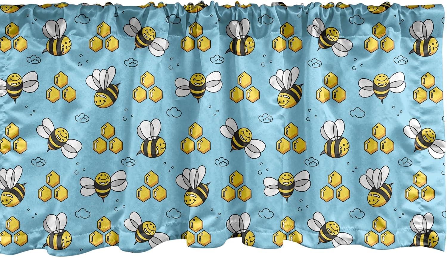 imageAmbesonne Lemons Window Valance Continuous Citrus Fruits Leaves Refreshing Cartoon Pattern Curtain Valance for Kitchen Bedroom Decor with Rod Pocket 54 X 18 Lime Green Earth YellowSky Blue Mustard