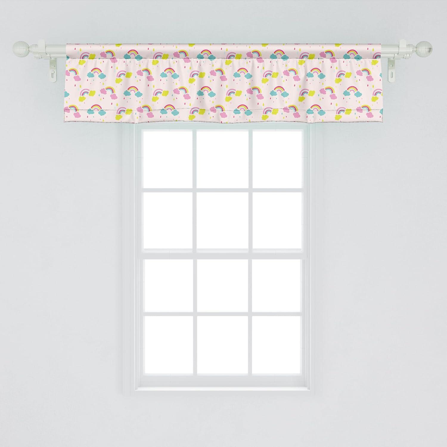 imageAmbesonne Lemons Window Valance Continuous Citrus Fruits Leaves Refreshing Cartoon Pattern Curtain Valance for Kitchen Bedroom Decor with Rod Pocket 54 X 18 Lime Green Earth YellowRose and Multicolor