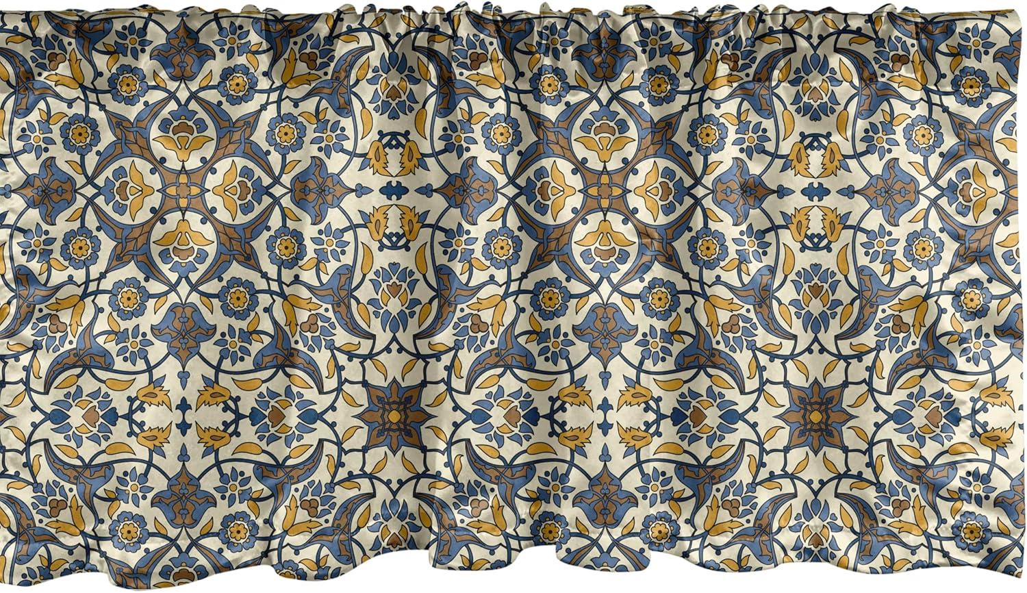 imageAmbesonne Lemons Window Valance Continuous Citrus Fruits Leaves Refreshing Cartoon Pattern Curtain Valance for Kitchen Bedroom Decor with Rod Pocket 54 X 18 Lime Green Earth YellowEarth Yellow Slate Blue