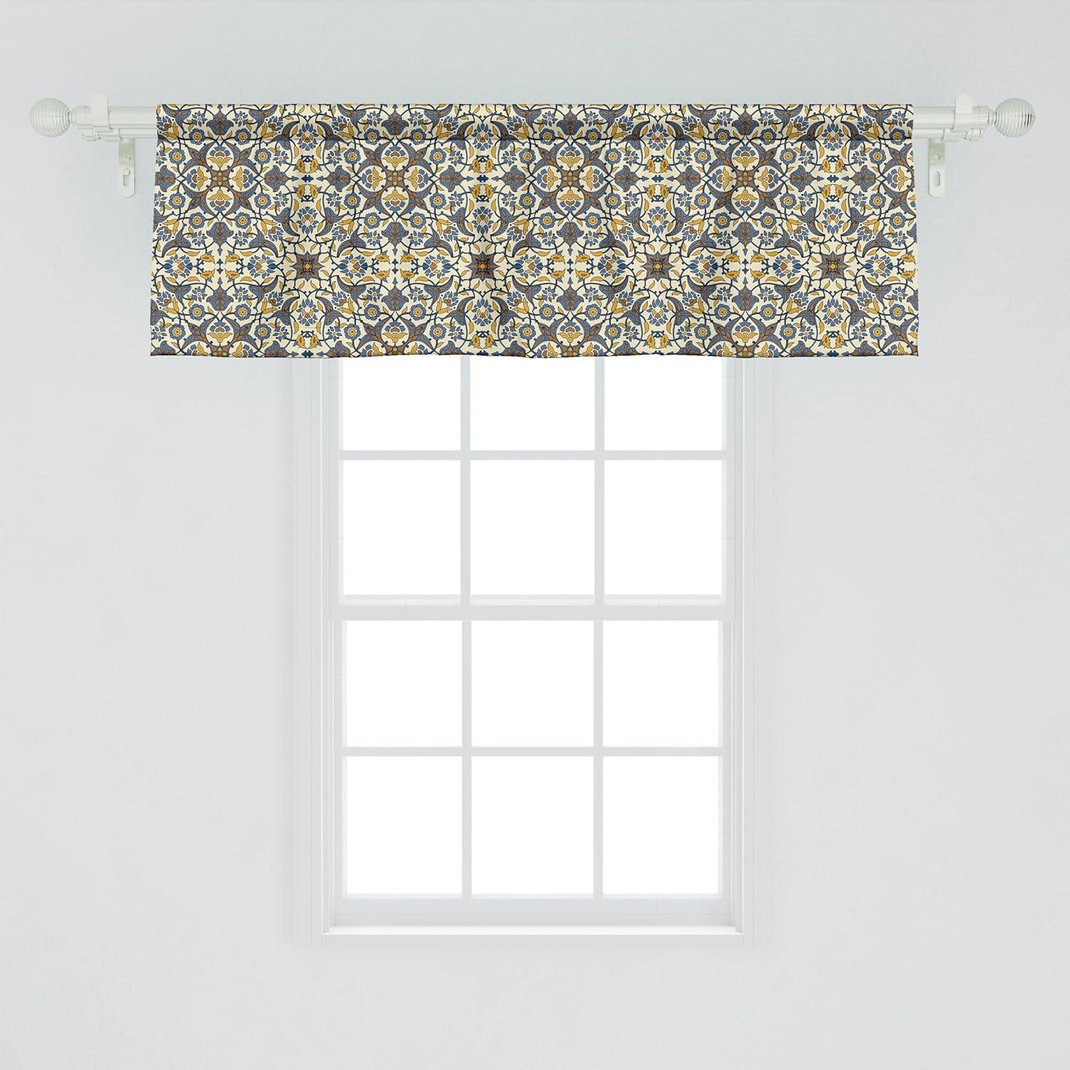 imageAmbesonne Lemons Window Valance Continuous Citrus Fruits Leaves Refreshing Cartoon Pattern Curtain Valance for Kitchen Bedroom Decor with Rod Pocket 54 X 18 Lime Green Earth YellowEarth Yellow Slate Blue
